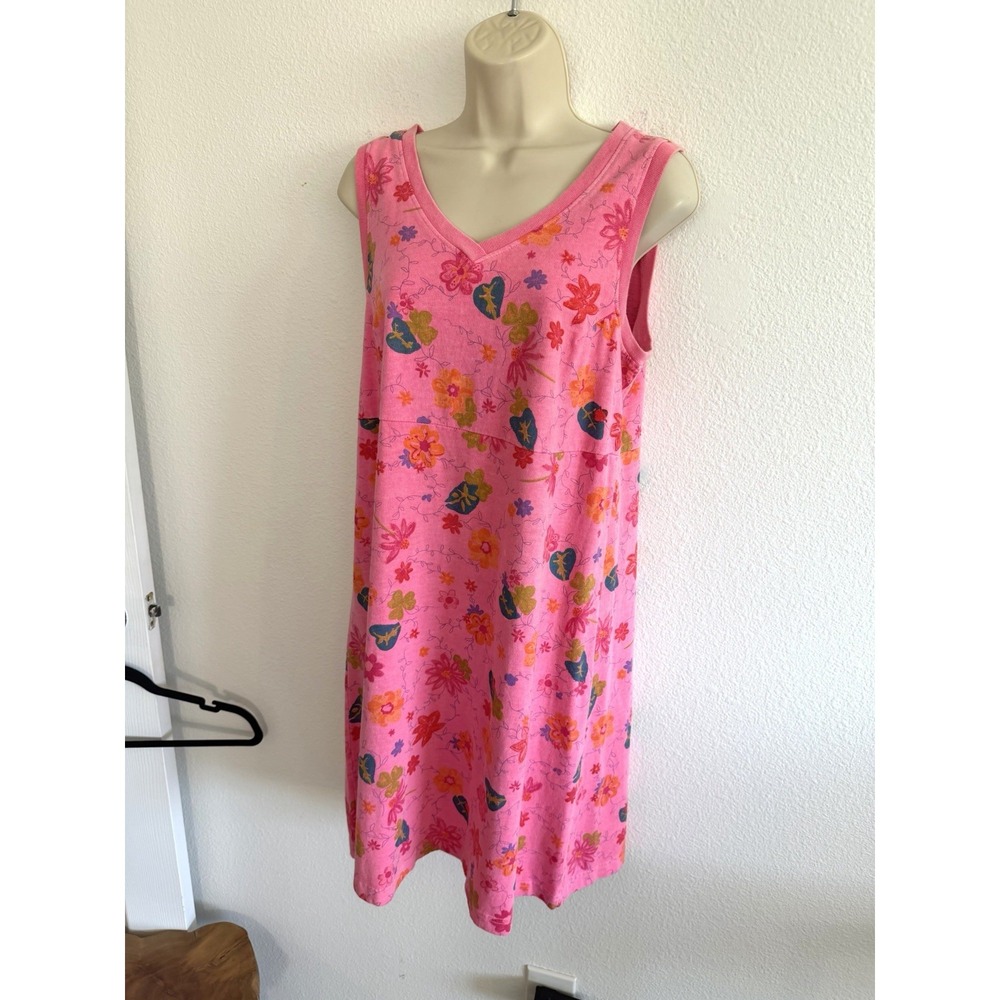 Fresh Produce Vintage Dress Sz M Pink Floral Tank USA Made 90s Cottagecore Beach - Picture 4 of 8